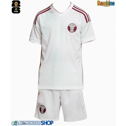 Maglie da calcio Qatar Seconda Maglia Bambino Mondiali 2026  Manica Corta + Pantaloni corti)